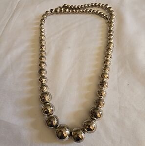 VINTAGE SILVER BEADS NECKLACE SIGNED AS KOREA